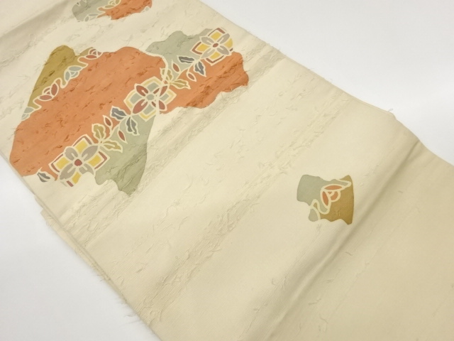 JAPANESE NAGOYA OBI / HIGE TSUMUGI / GEOMETRIC